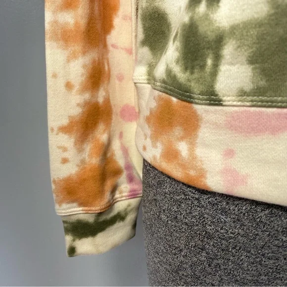 NWT XS Tie dye cream, orange, pink, and green crewneck sweatshirt - Picture 3 of 8